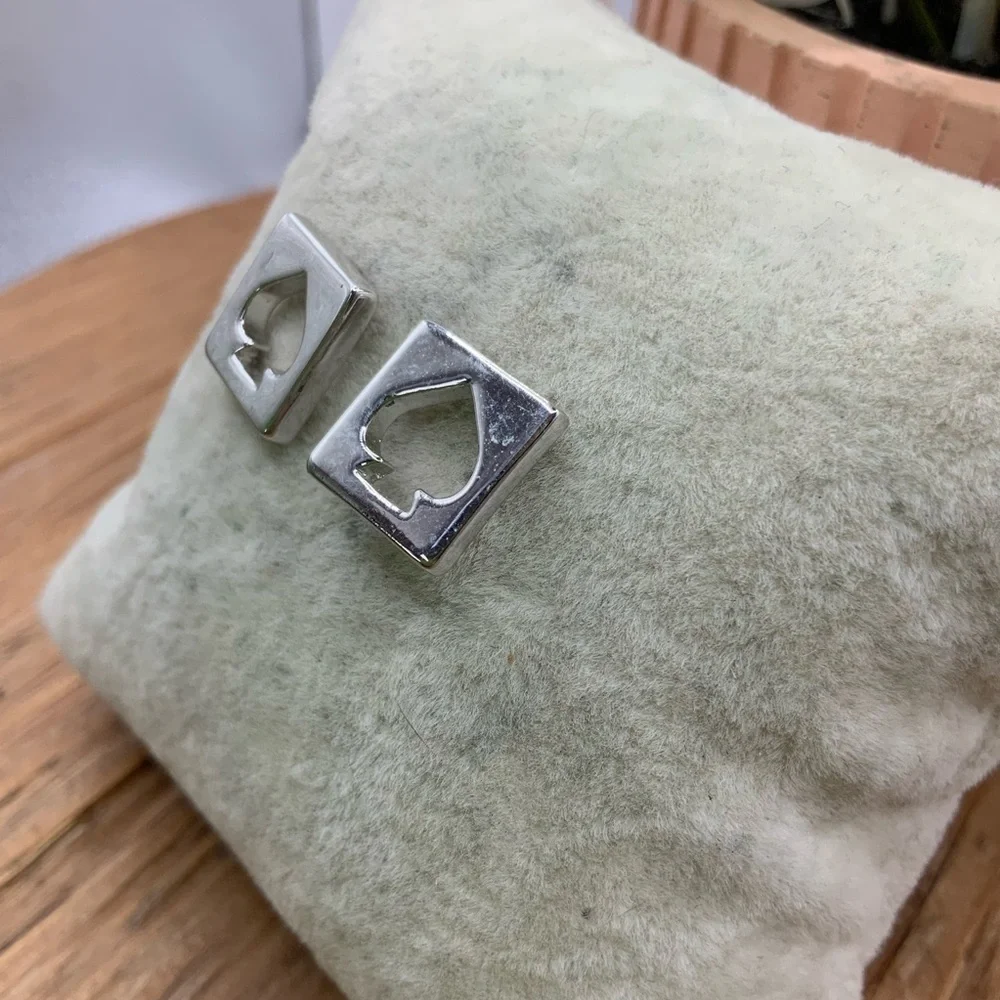 Kate Spade Silver Tone Spade Heart Stud Earrings